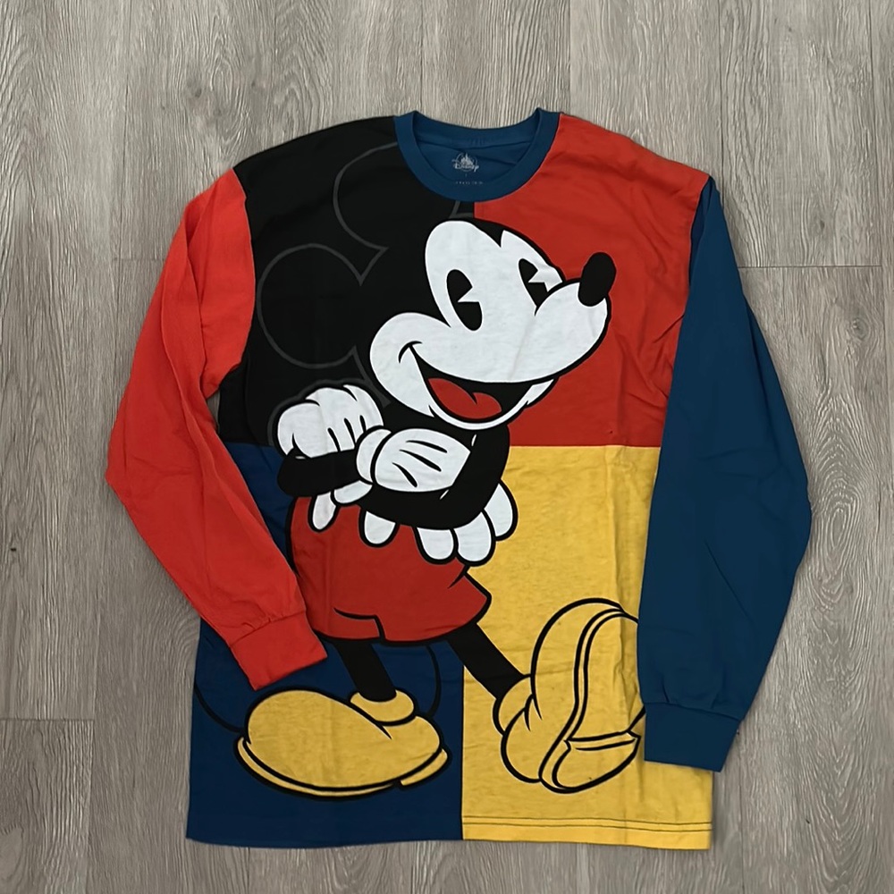 Disney Mickey Mouse color block long sleeve tshirt size large